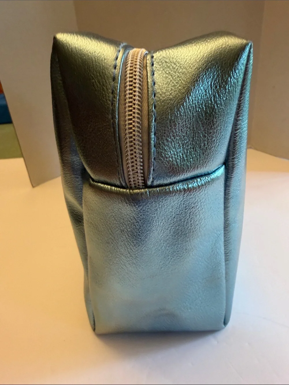Moroccanoil Metallic Teal Makeup Pouch 9” x 7.5” x 4” Deep